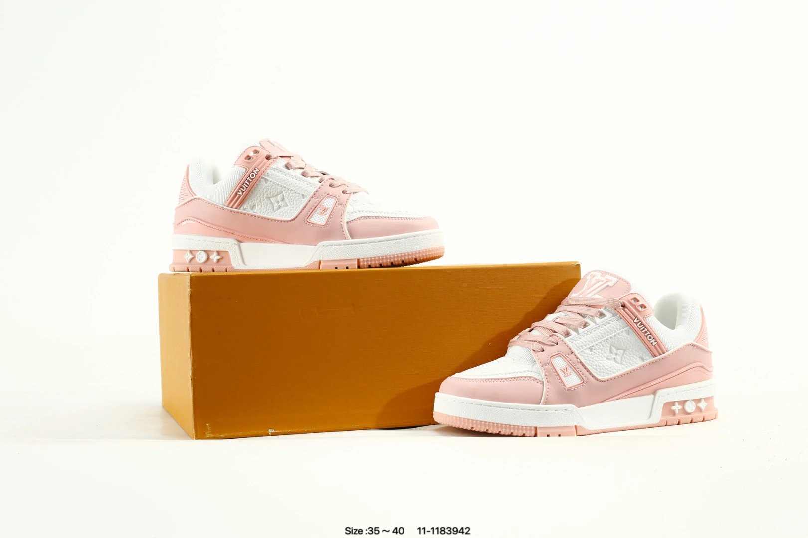 Skateboard Style Calfskin Leather Sneakers Pink Whisper - Gallery Image 8 - Detailed View