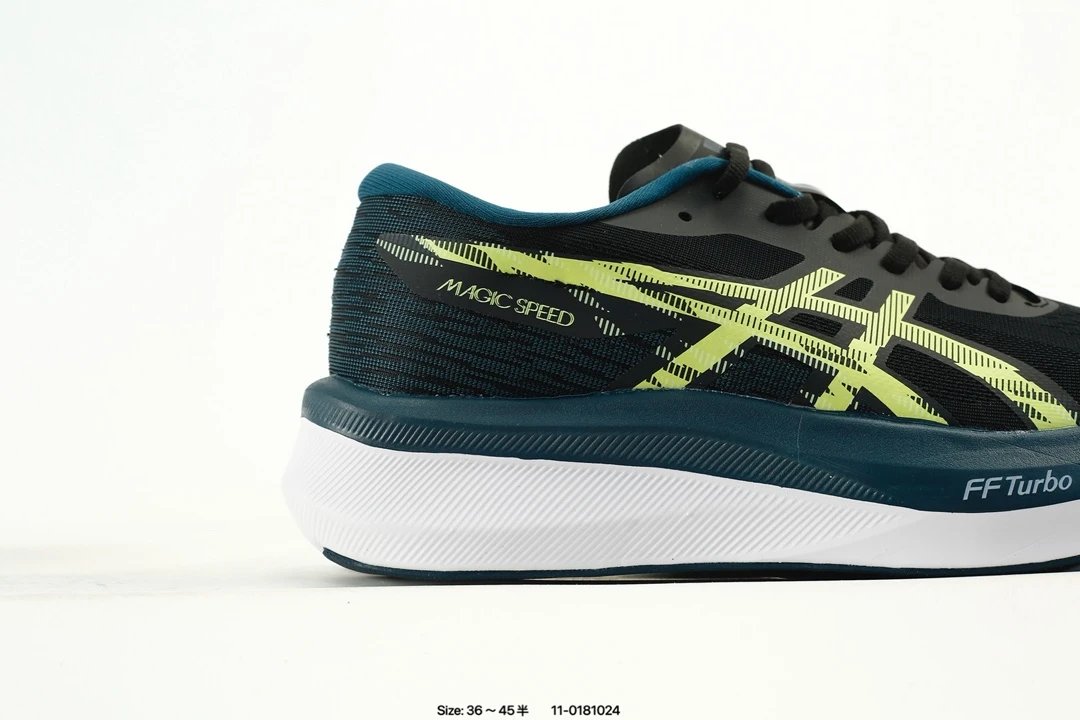 Asics Magic Speed 4 Running Shoes Black Green - Gallery Image 2 - Detailed View