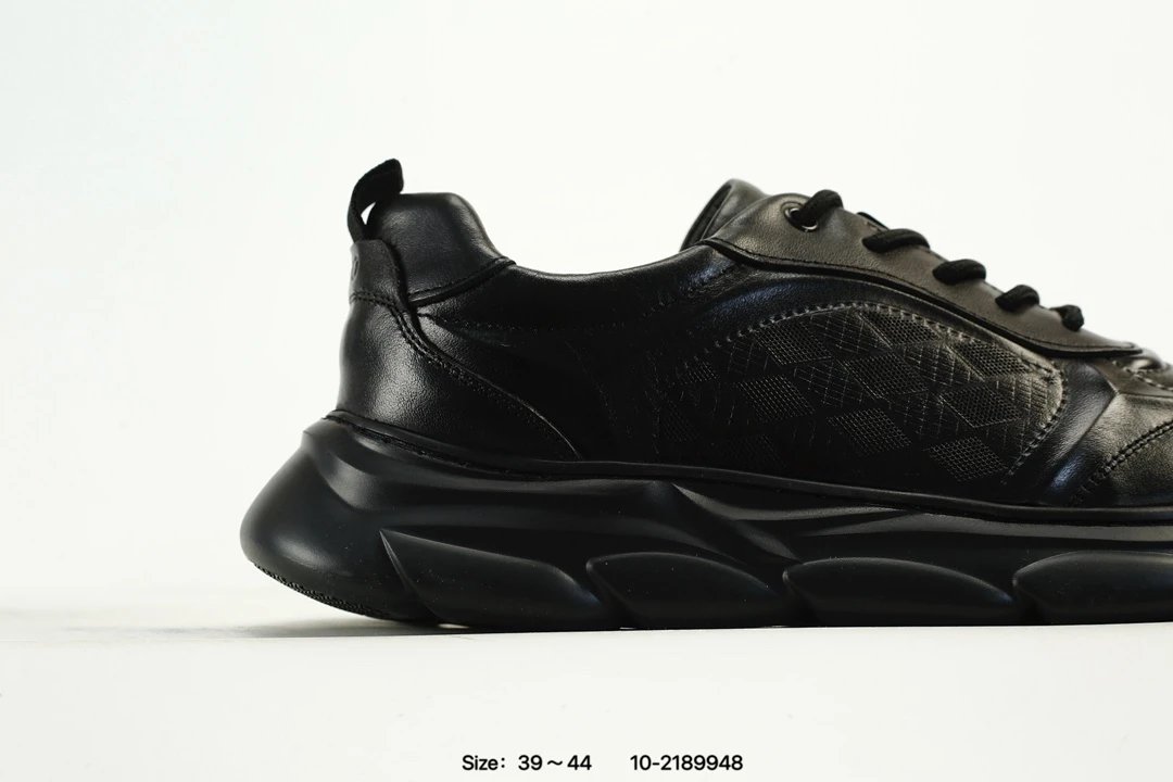 ECCO Black Leather Sneakers - Gallery Image 3 - Detailed View