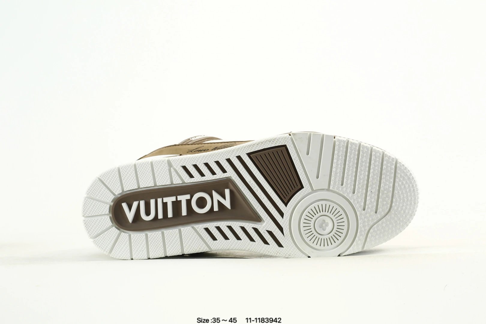 Grain Leather Skate Sneakers with Rubber Sole in Mocha - Gallery Image 6 - Detailed View