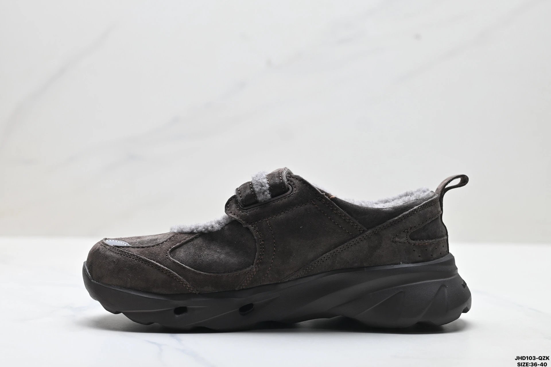 Mary Jane Suede Warm Casual Shoes Cocoa Brown - Gallery Image 4 - Detailed View