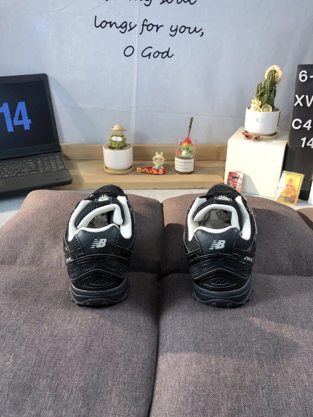 Retro Running Dad Shoes, Nubuck Sneaker - Onyx - Gallery Image 4 - Detailed View