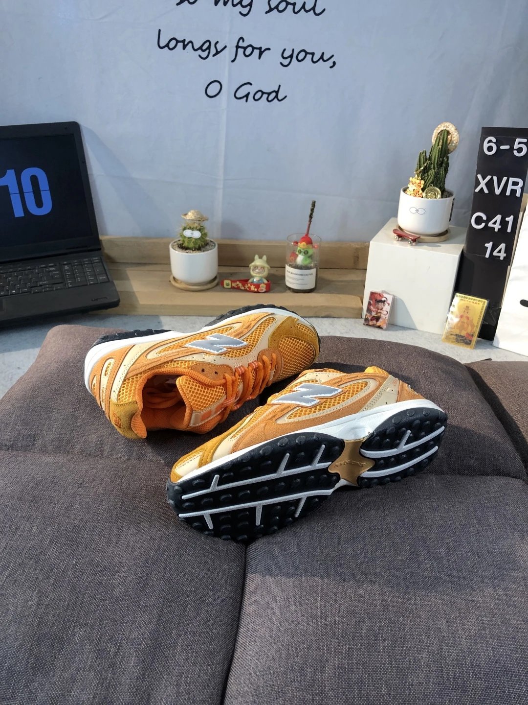 Retro Suede Dad Running Shoes Athletic Sneakers Marigold - Gallery Image 6 - Detailed View