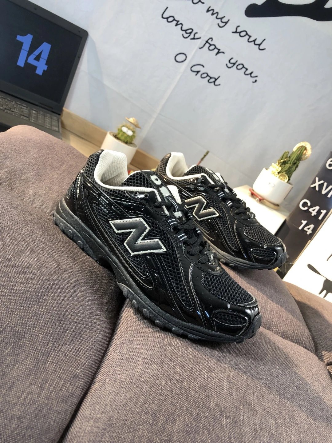 Retro Running Dad Shoes, Nubuck Sneaker - Onyx - Gallery Image 3 - Detailed View