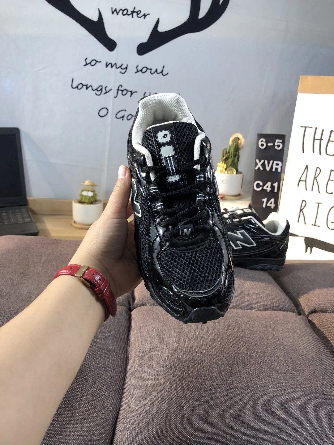 Retro Running Dad Shoes, Nubuck Sneaker - Onyx - Gallery Image 8 - Detailed View