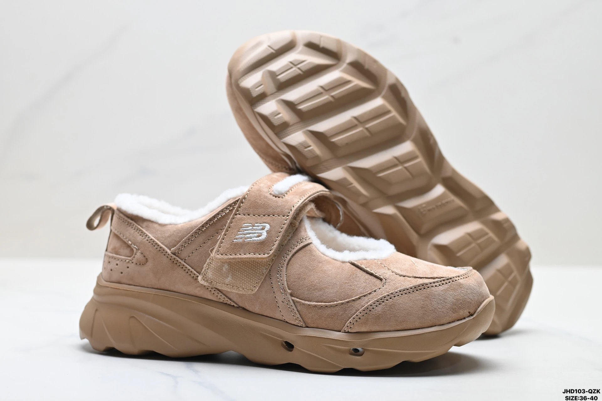 Mary Jane Platform Shoes Warm Suede Loafers - Taupe - New Balance - Cnfans - $52.26