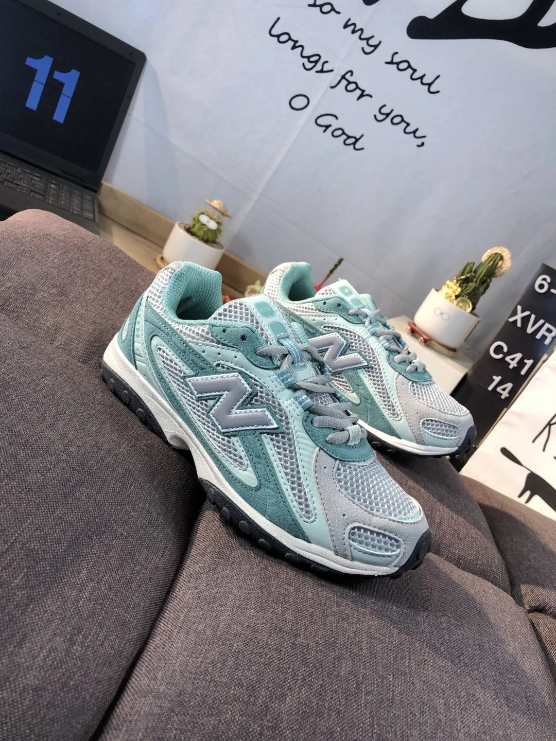 Retro Running Dad Shoes Teal - Gallery Image 3 - Detailed View