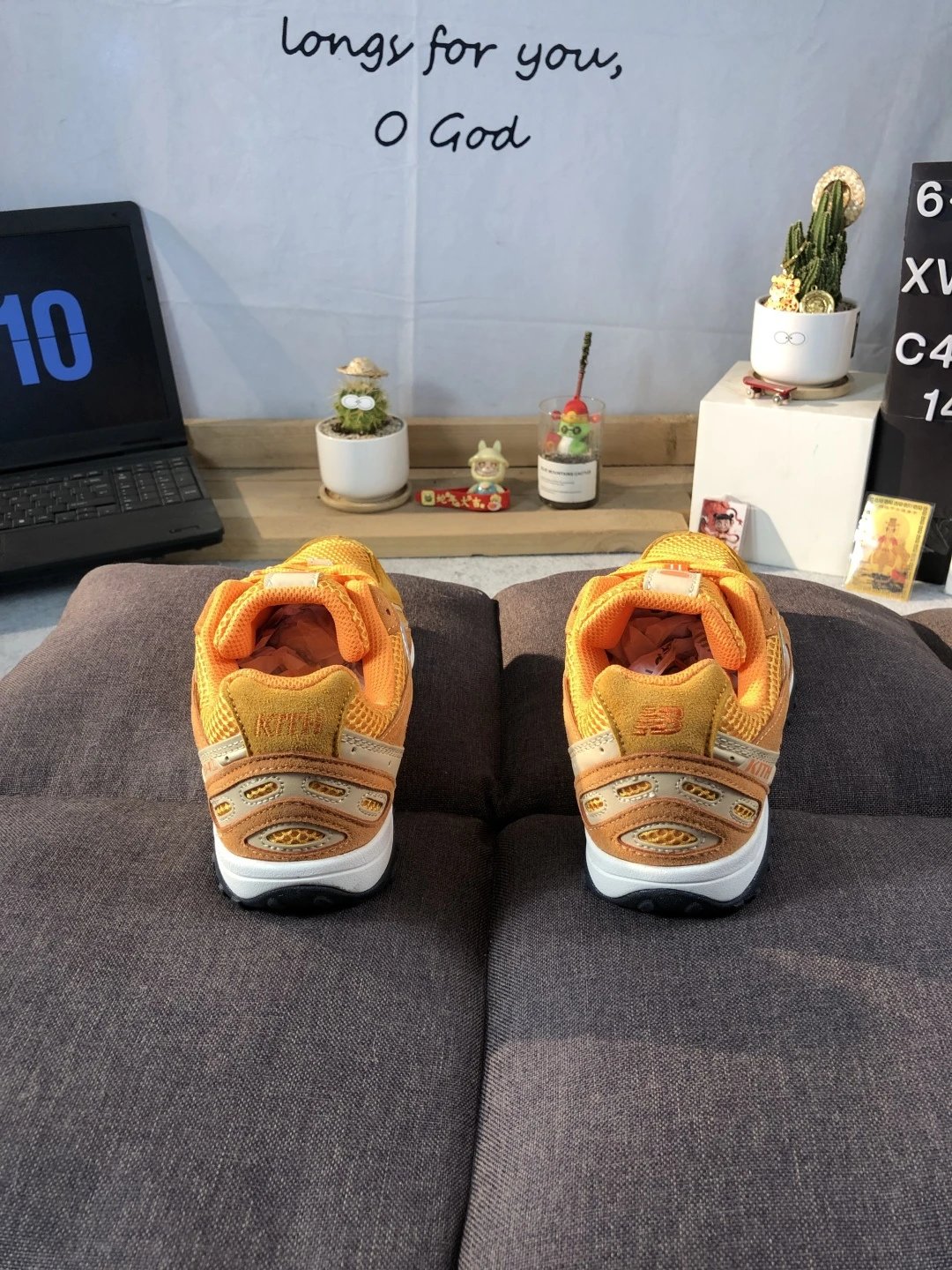 Retro Suede Dad Running Shoes Athletic Sneakers Marigold - Gallery Image 4 - Detailed View