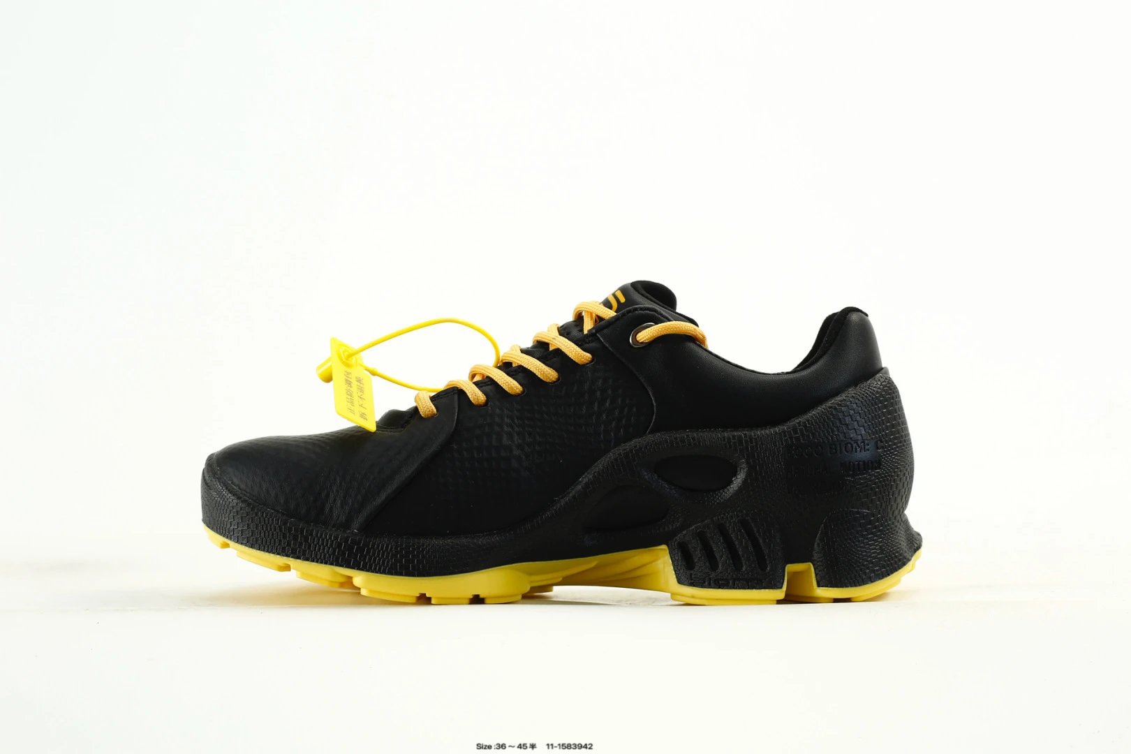 ECCO Biom Breathable Sneakers Black Yellow - Gallery Image 3 - Detailed View