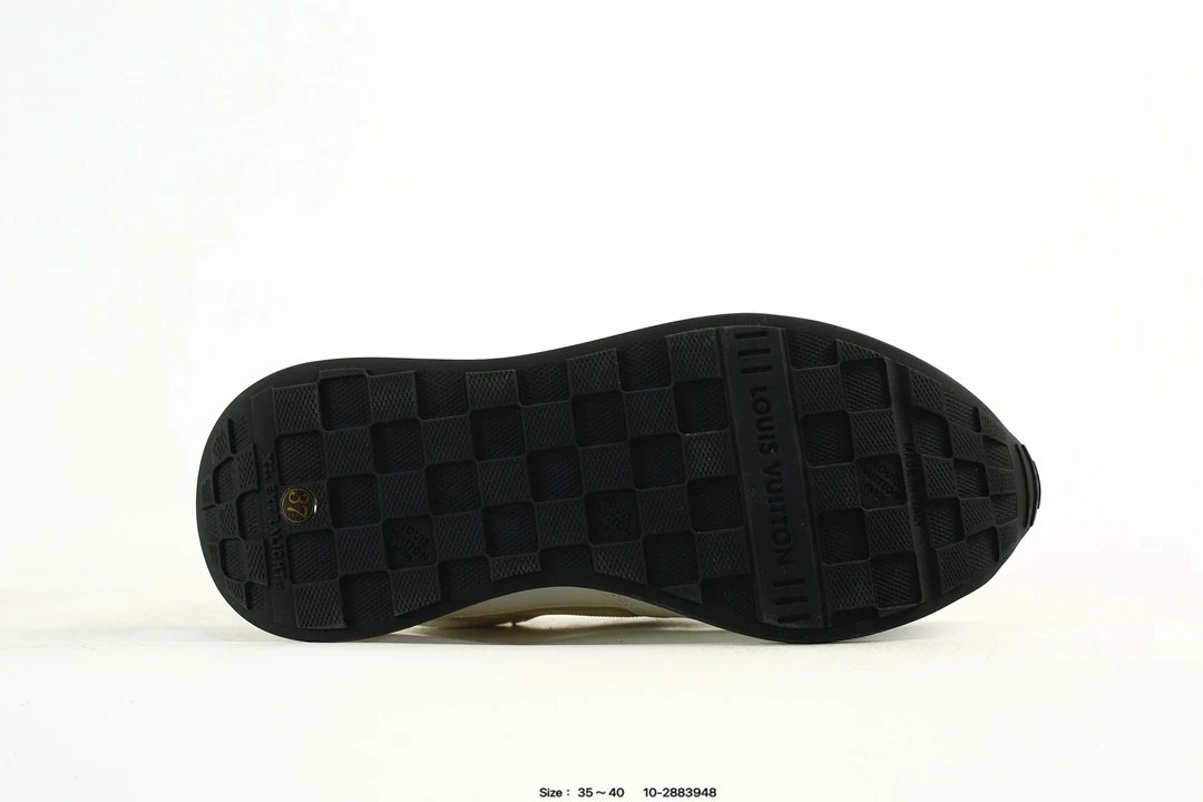 Macaron Colorblock Leather Mesh Run Away Sneakers Ivory - Gallery Image 6 - Detailed View