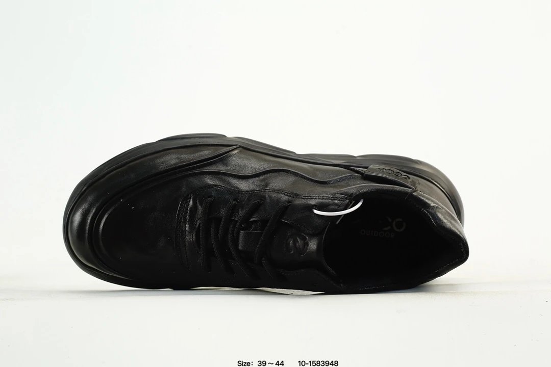 ECCO Men Breathable Leather Shoes Black - Gallery Image 4 - Detailed View