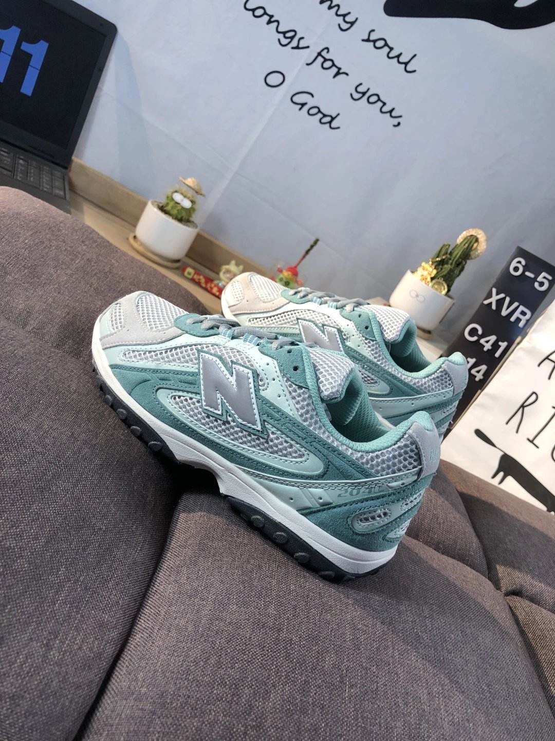 Retro Running Dad Shoes Teal - Gallery Image 5 - Detailed View