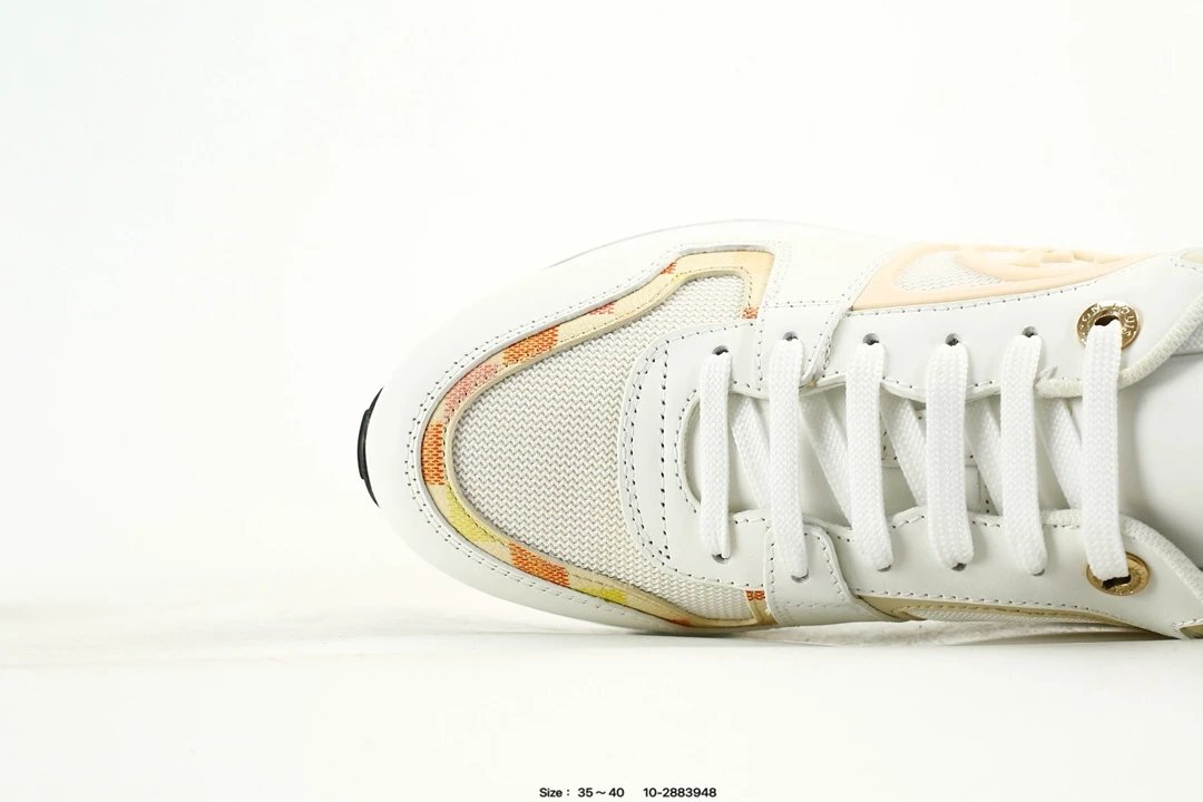 Macaron Colorblock Leather Mesh Run Away Sneakers Ivory - Gallery Image 5 - Detailed View