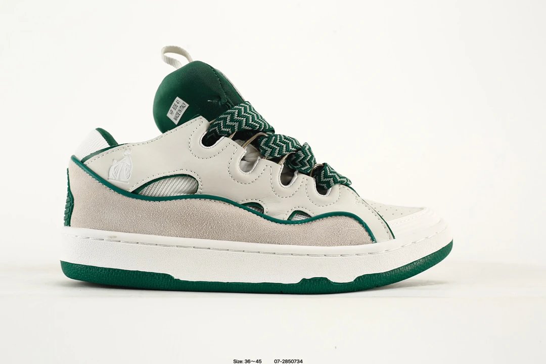 Iconic Leather Curb Skate Sneakers, Unisex, Onyx & Gum - Gallery Image 5 - Detailed View