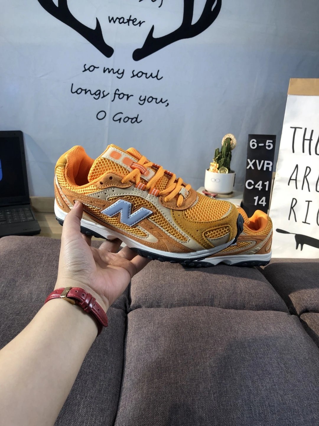 Retro Suede Dad Running Shoes Athletic Sneakers Marigold - Gallery Image 7 - Detailed View