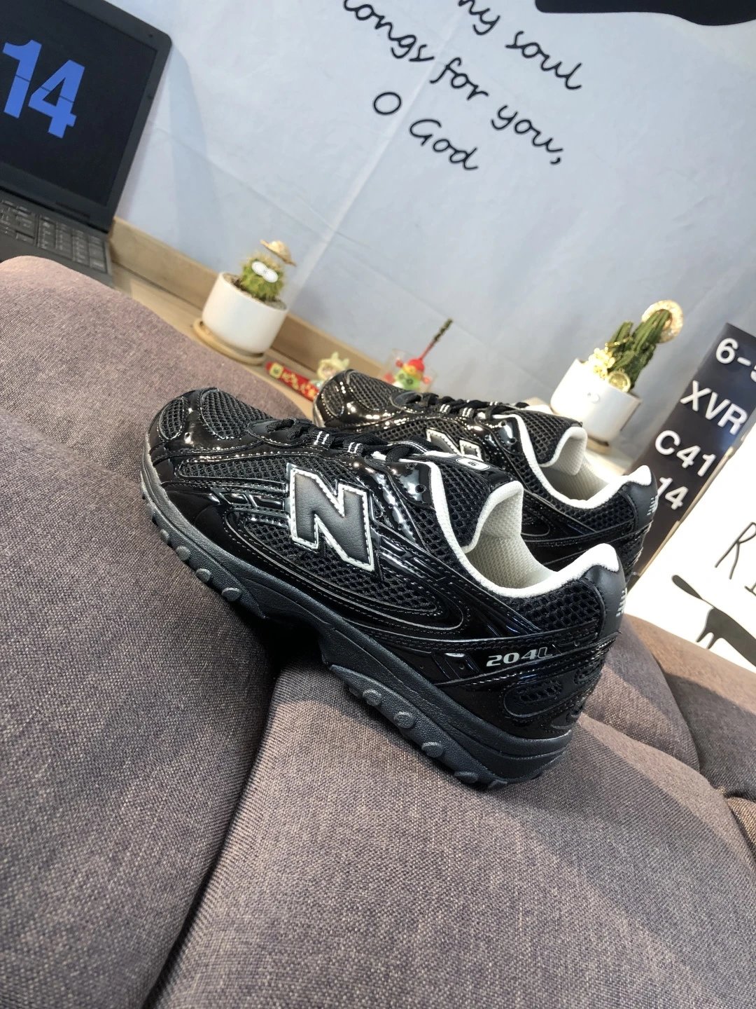 Retro Running Dad Shoes, Nubuck Sneaker - Onyx - Gallery Image 5 - Detailed View