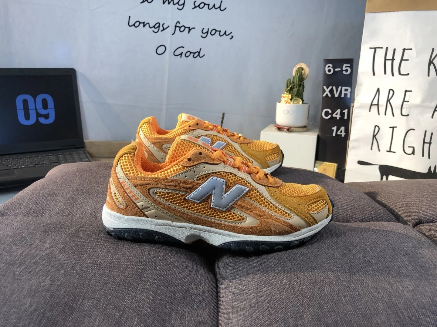 Retro Suede Dad Running Shoes Athletic Sneakers Marigold - Gallery Image 1 - Detailed View