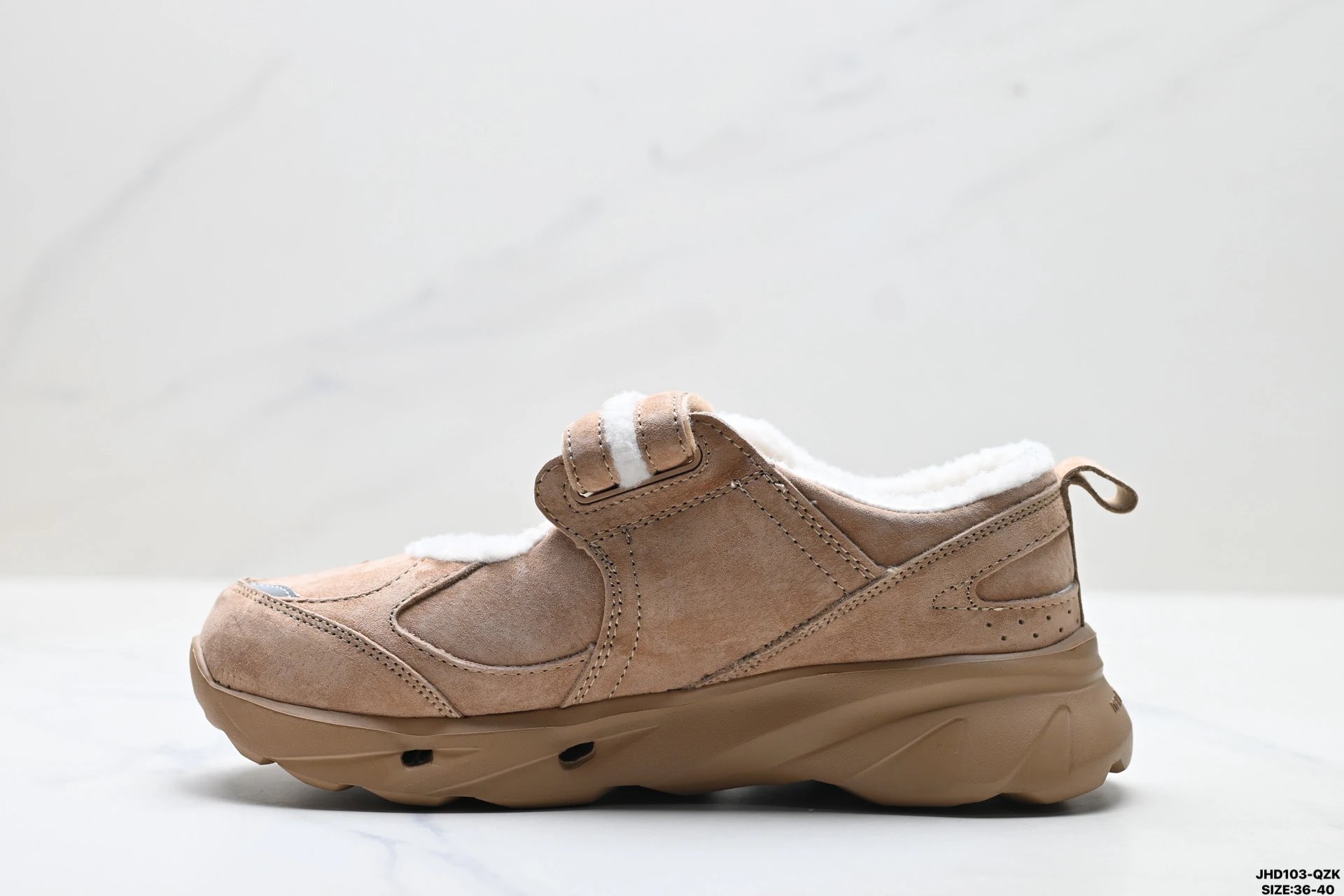 Mary Jane Platform Shoes Warm Suede Loafers - Taupe - Gallery Image 4 - Detailed View