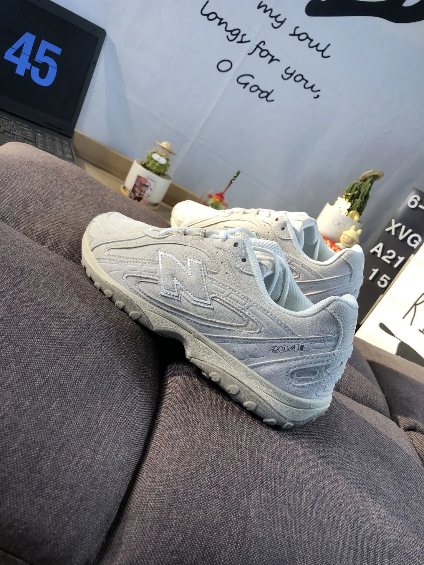 Casual Leather Sneakers Low Top Trainers Vaporous Gray - Gallery Image 5 - Detailed View