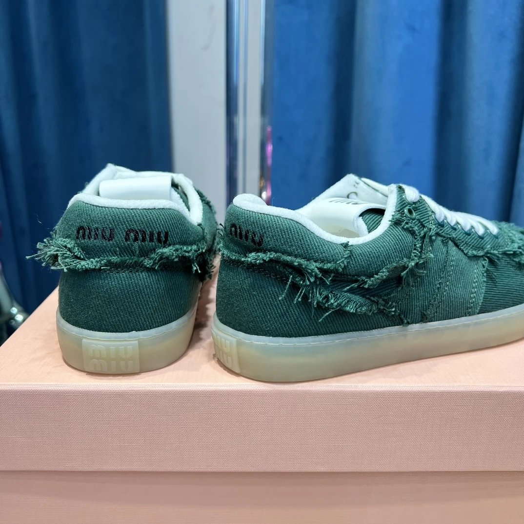 Distressed Canvas Low Top Sneakers with Fringe Teal Green - Gallery Image 8 - Detailed View