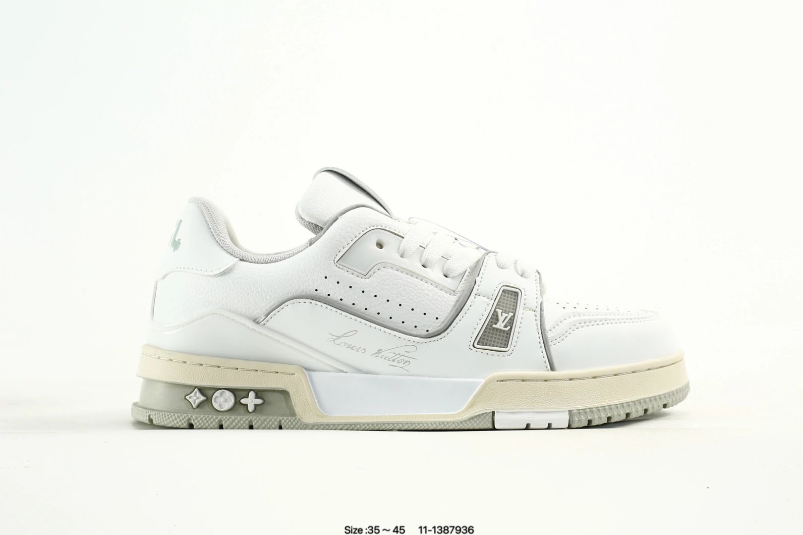 Luxury Trainer Sneaker Low Leather Casual Shoes Jet Black - Gallery Image 3 - Detailed View