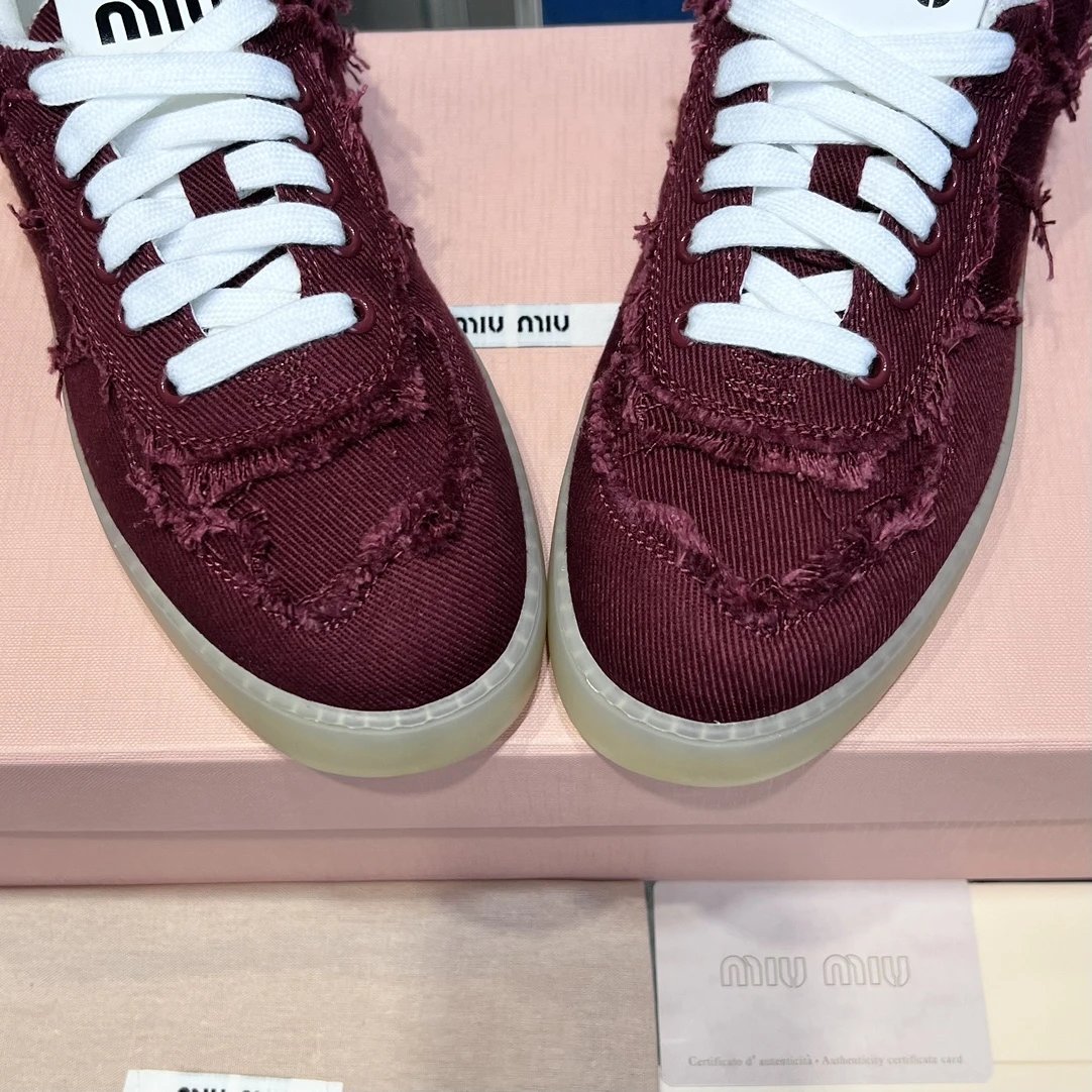 Vintage Frayed Canvas Sneakers with Towel Lining in Burgundy - Gallery Image 6 - Detailed View