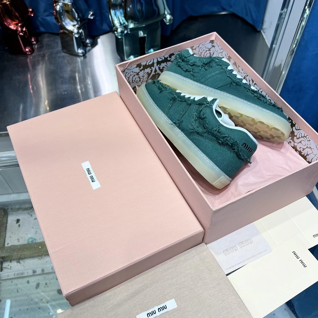 Distressed Canvas Low Top Sneakers with Fringe Teal Green - Gallery Image 2 - Detailed View