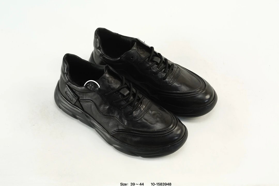 ECCO Men Breathable Leather Shoes Black - Gallery Image 8 - Detailed View