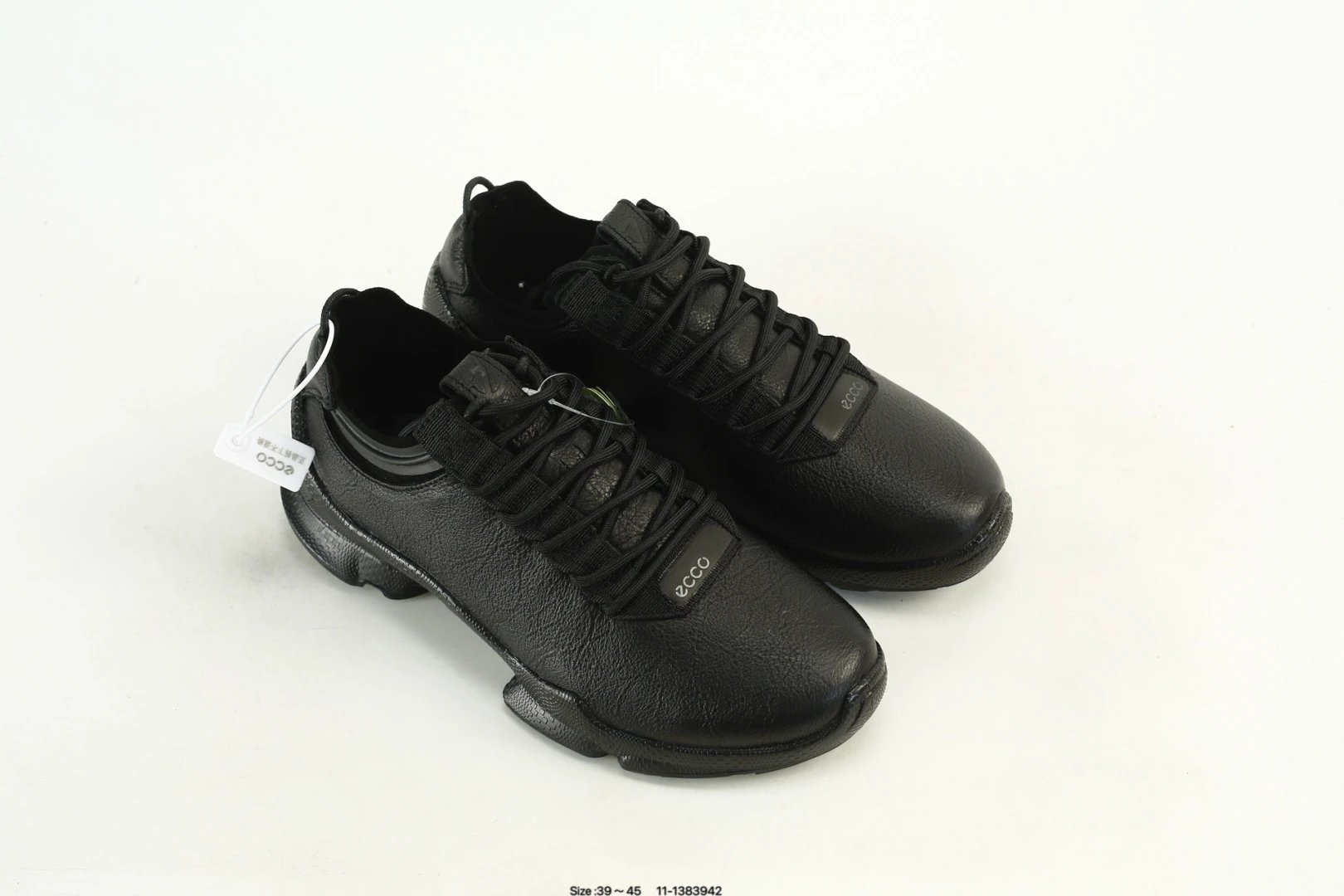 ECCO Leather Casual Sneakers Black - Gallery Image 9 - Detailed View