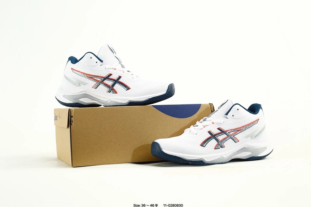ASICS Netburner Ballistic FF 4 White Blue Shoes - Gallery Image 9 - Detailed View
