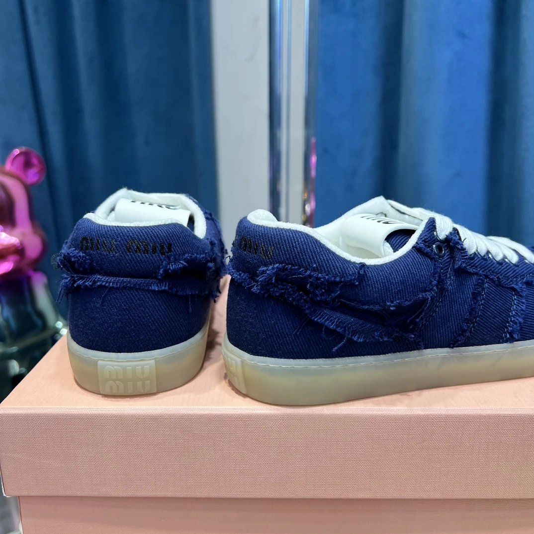 Vintage Frayed Canvas Sneakers with Towel Lining Navy - Gallery Image 8 - Detailed View