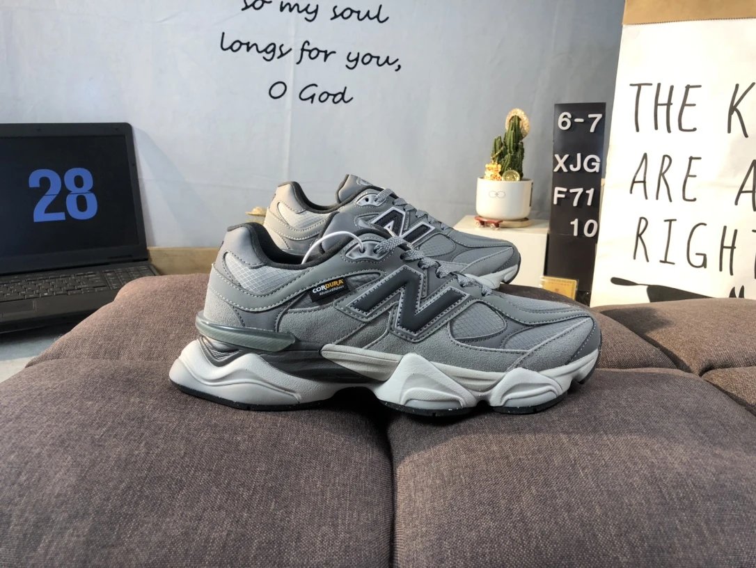 Retro NB9060 Suede Mesh Running Shoes, Cool Grey - Gallery Image 1 - Detailed View