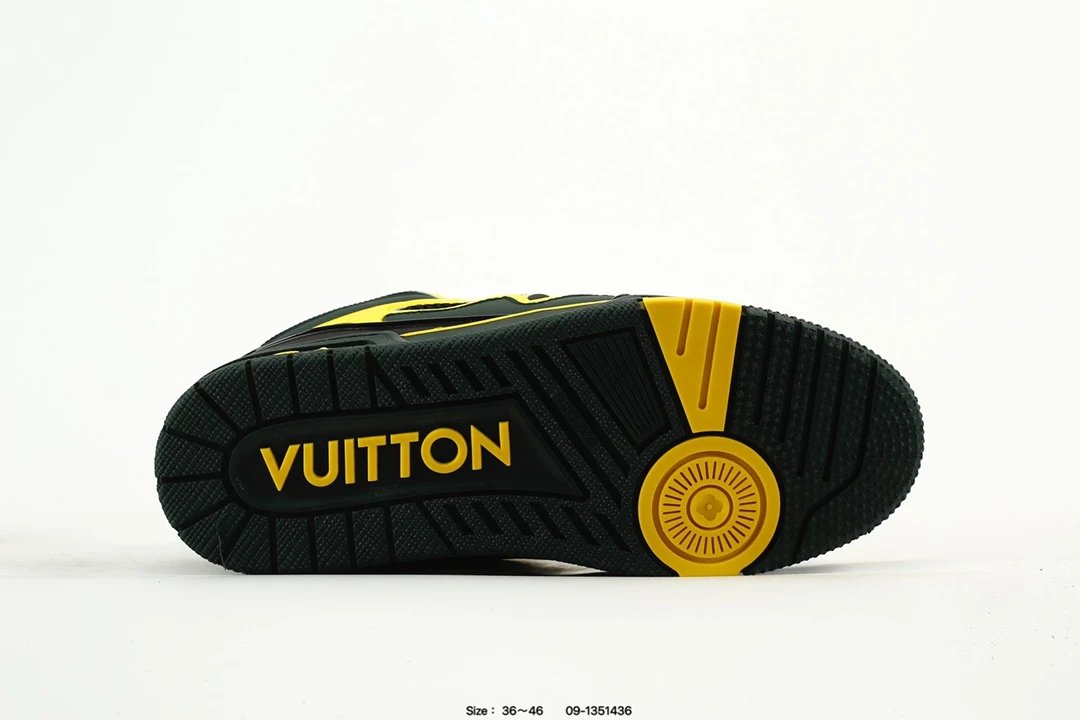 Trainer Sneaker Low Leather Casual Skate Shoes Dark Green Yellow - Gallery Image 6 - Detailed View