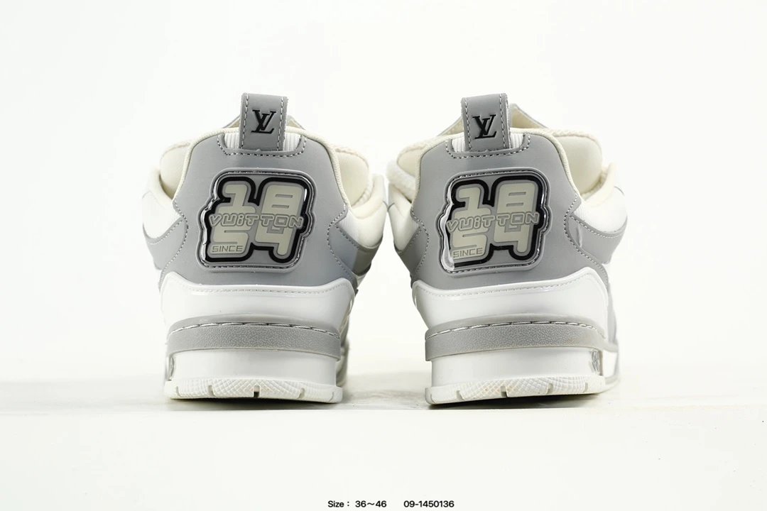 Luxury Leather Low Top Trainer Sneakers Grey - Gallery Image 7 - Detailed View