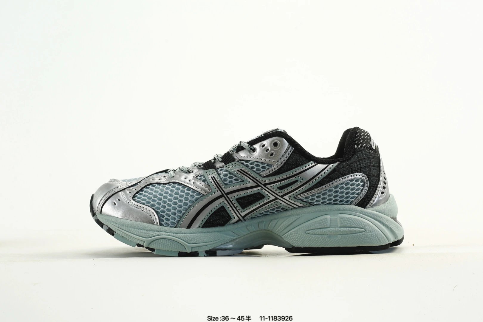 Retro Mesh Cushion Running Sneakers Sage Silver - Gallery Image 3 - Detailed View