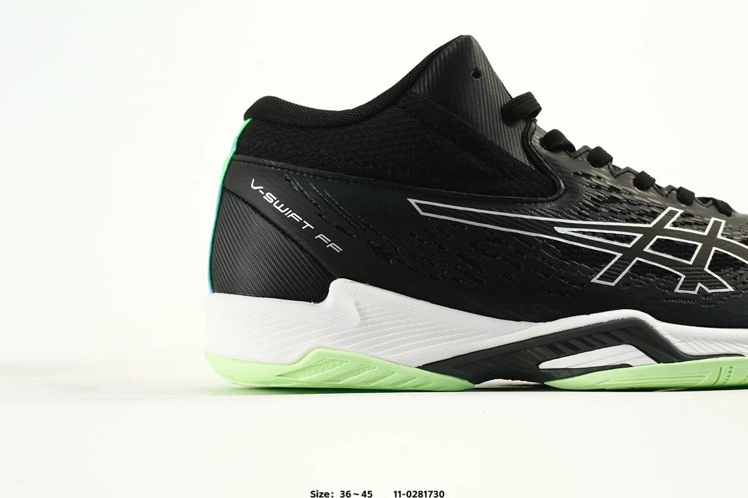 Asics V-SWIFT FF MT 4 Volleyball Shoes Black Green - Gallery Image 2 - Detailed View