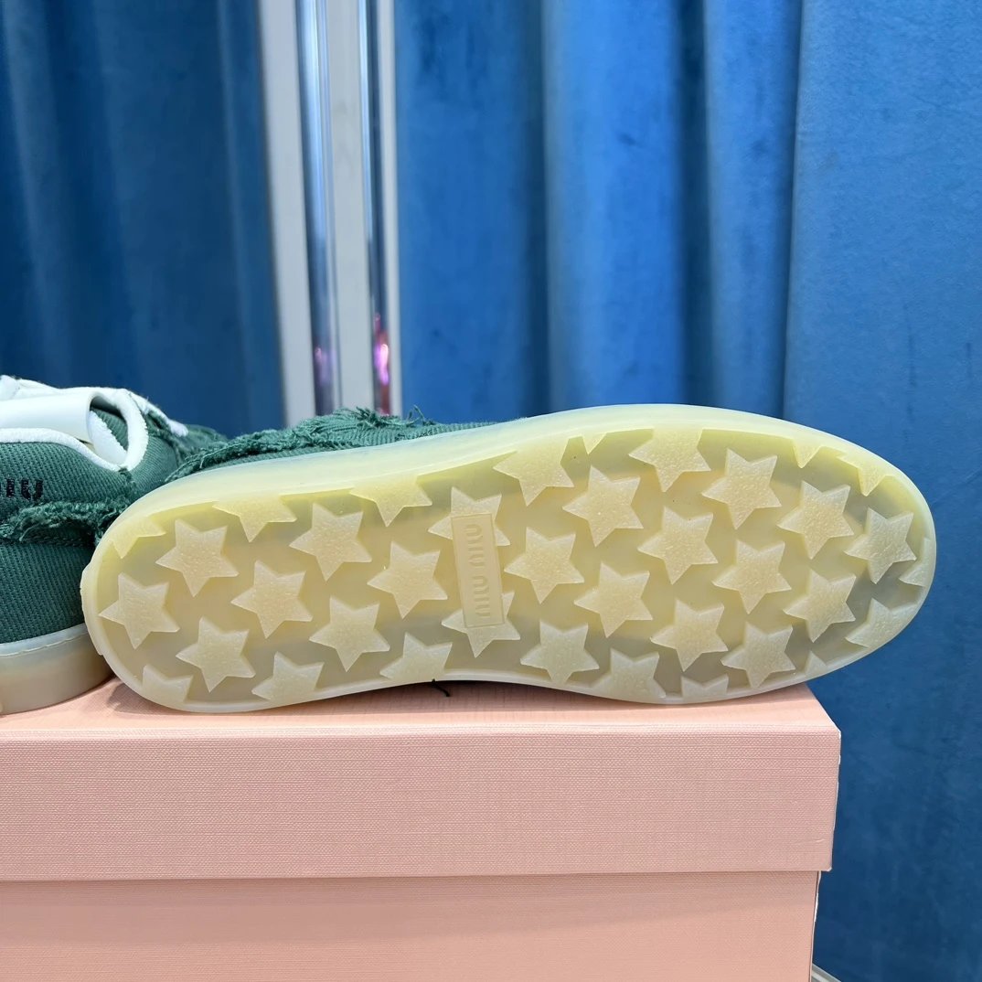 Distressed Canvas Low Top Sneakers with Fringe Teal Green - Gallery Image 9 - Detailed View