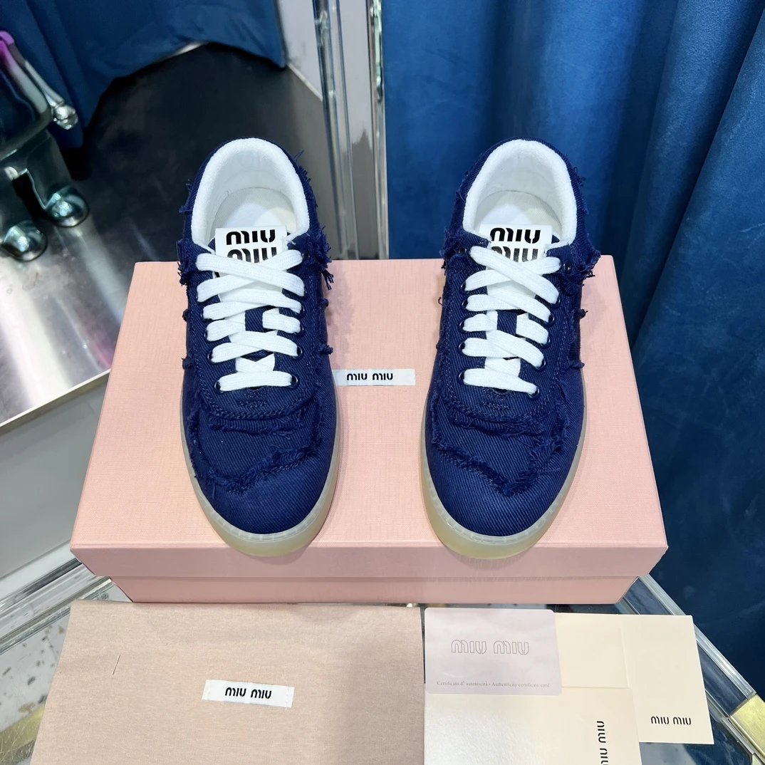 Vintage Frayed Canvas Sneakers with Towel Lining Navy - Gallery Image 3 - Detailed View