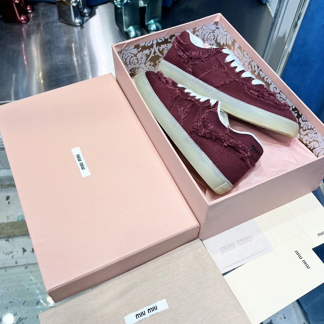 Vintage Frayed Canvas Sneakers with Towel Lining in Burgundy - Gallery Image 2 - Detailed View