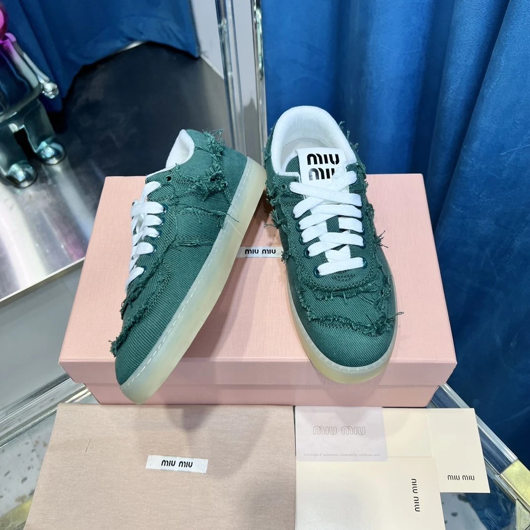 Distressed Canvas Low Top Sneakers with Fringe Teal Green - Gallery Image 5 - Detailed View