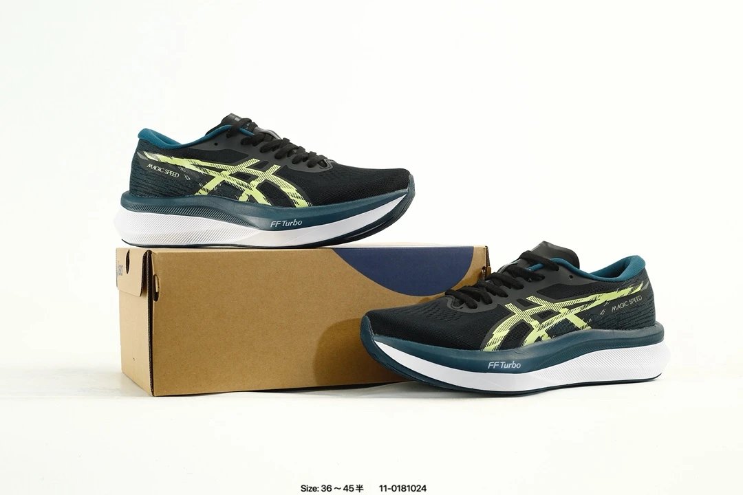 Asics Magic Speed 4 Running Shoes Black Green - Gallery Image 9 - Detailed View