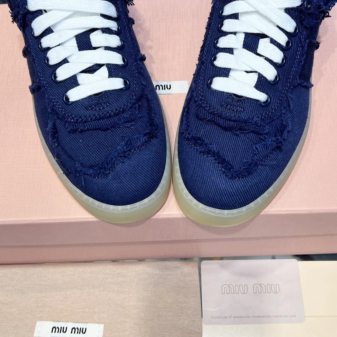 Vintage Frayed Canvas Sneakers with Towel Lining Navy - Gallery Image 6 - Detailed View