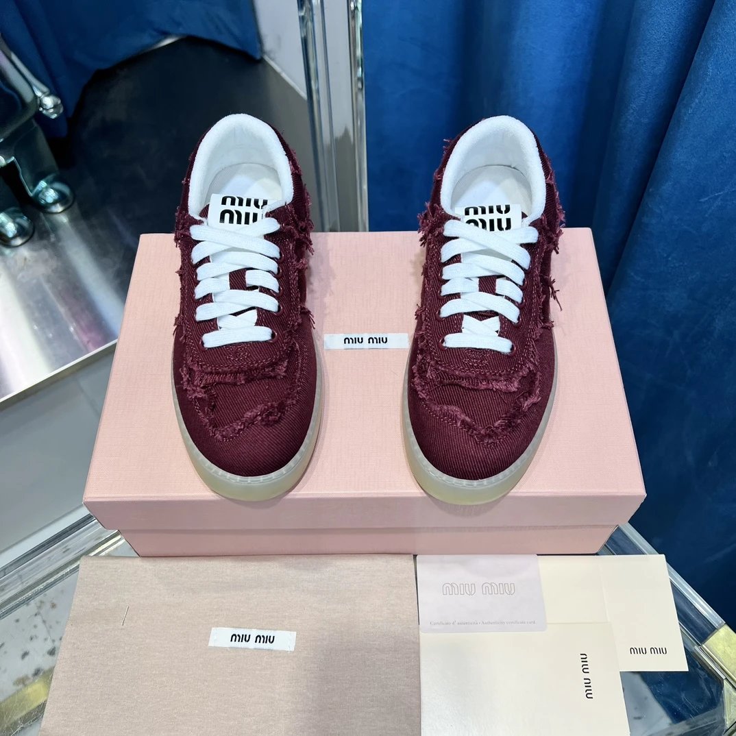 Vintage Frayed Canvas Sneakers with Towel Lining in Burgundy - Gallery Image 3 - Detailed View