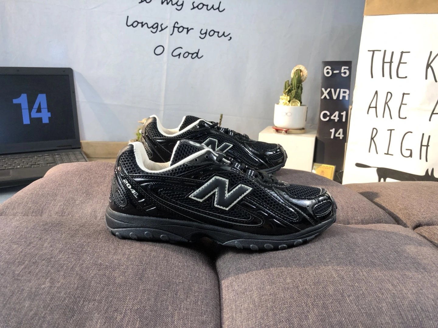 Retro Running Dad Shoes, Nubuck Sneaker - Onyx - Gallery Image 1 - Detailed View