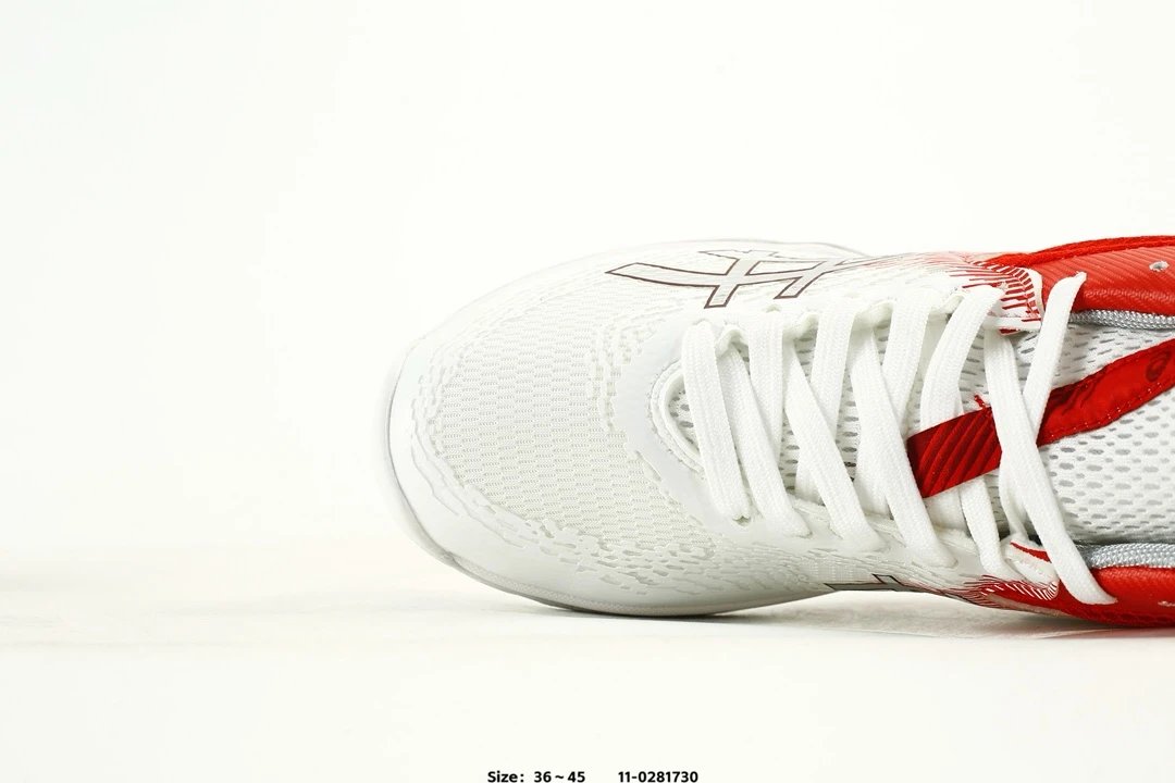 Asics V-SWIFT FF MT 4 Volleyball Shoes White Red - Gallery Image 5 - Detailed View