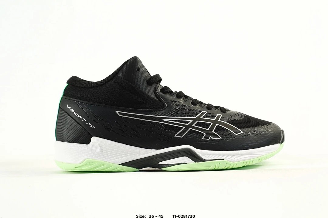 Asics V-SWIFT FF MT 4 Volleyball Shoes Black Green - Gallery Image 1 - Detailed View