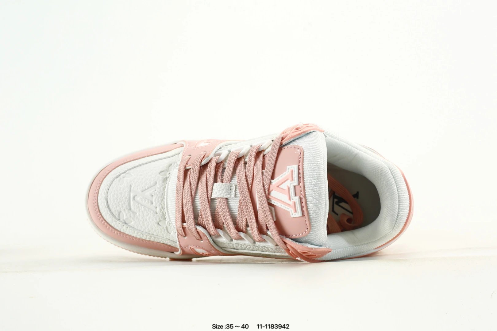 Skateboard Style Calfskin Leather Sneakers Pink Whisper - Gallery Image 4 - Detailed View