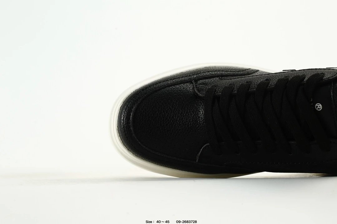 Low Top Leather Sneakers with Lace-Up Design Black Tan - Gallery Image 5 - Detailed View