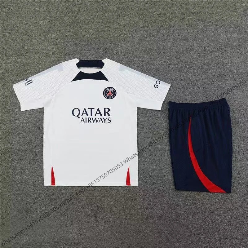 Unbranded Matching Sets Short-Sleeve Football Training Kit — 2223 Paris White
