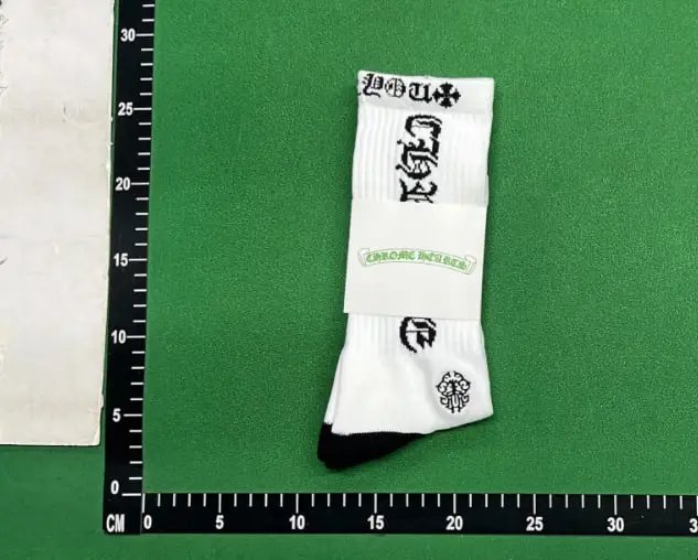 GRA White Crew Socks with Black Stripes and Logo - 11